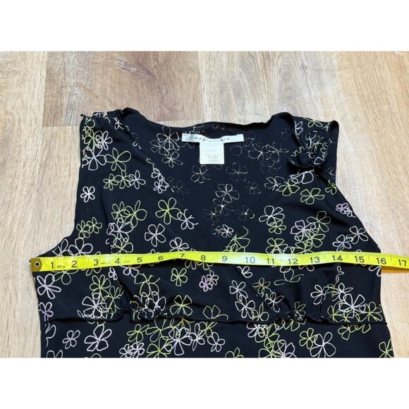 Y2K 90s Black Floral Sleeveless Top Small - Picture 4 of 5